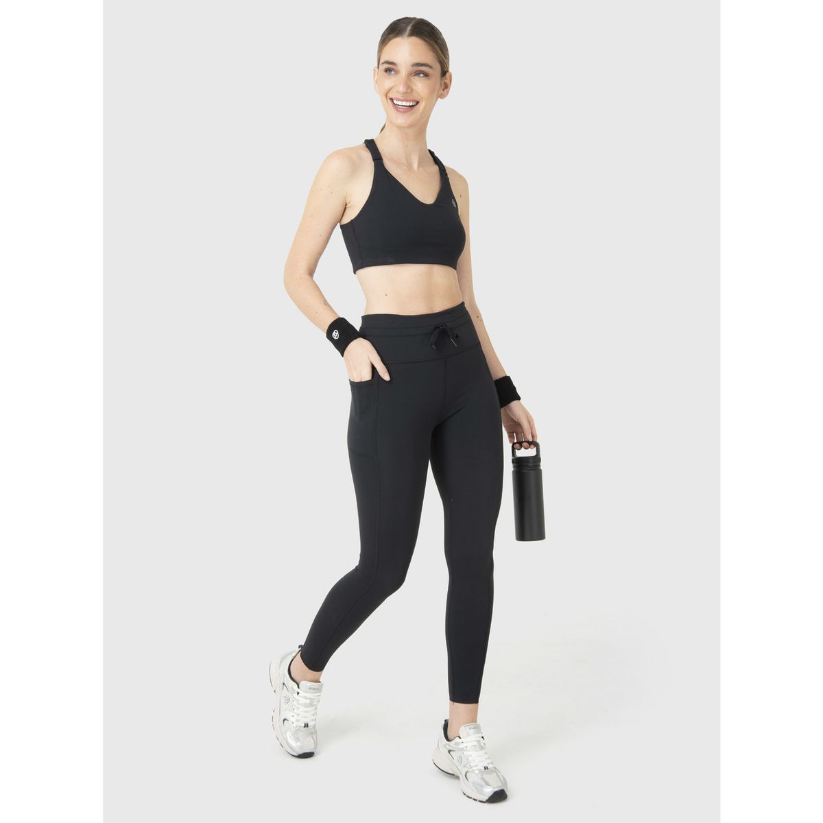 BSOUL - Calza Deportiva Mujer Drawcord Long Legg Negro BSOUL