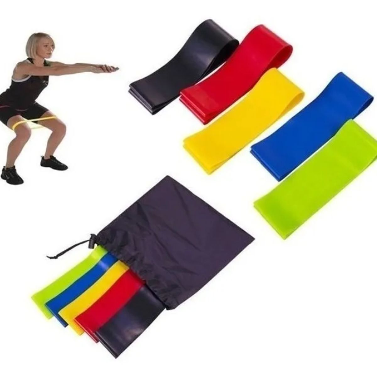 GENERICO - Set 5 Bandas Elásticas de Resistencia para Entrenamiento