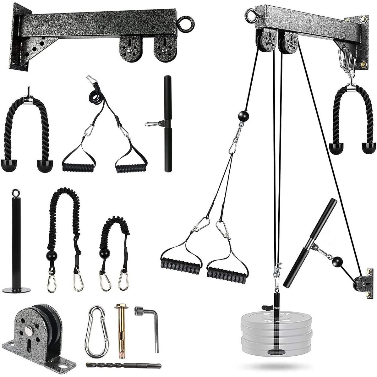 GENERICO - Maquina De Ejercicio Cables Con Sistema De Poleas Acero 72kg