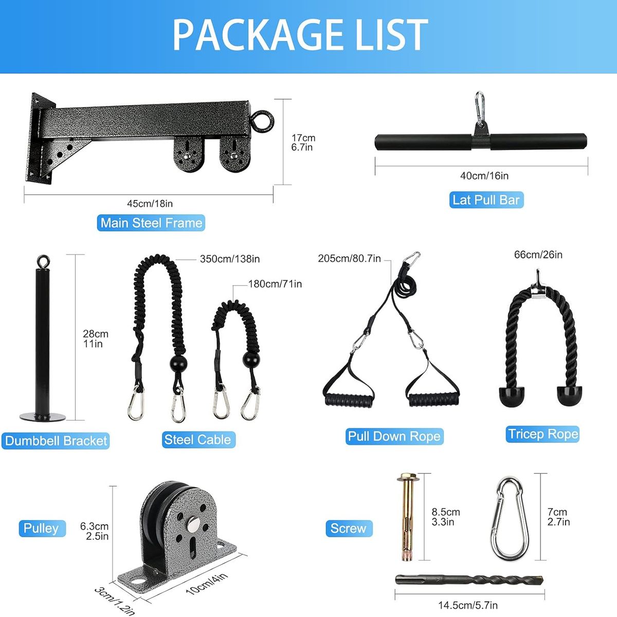 GENERICO - Maquina De Ejercicio Cables Con Sistema De Poleas Acero 72kg