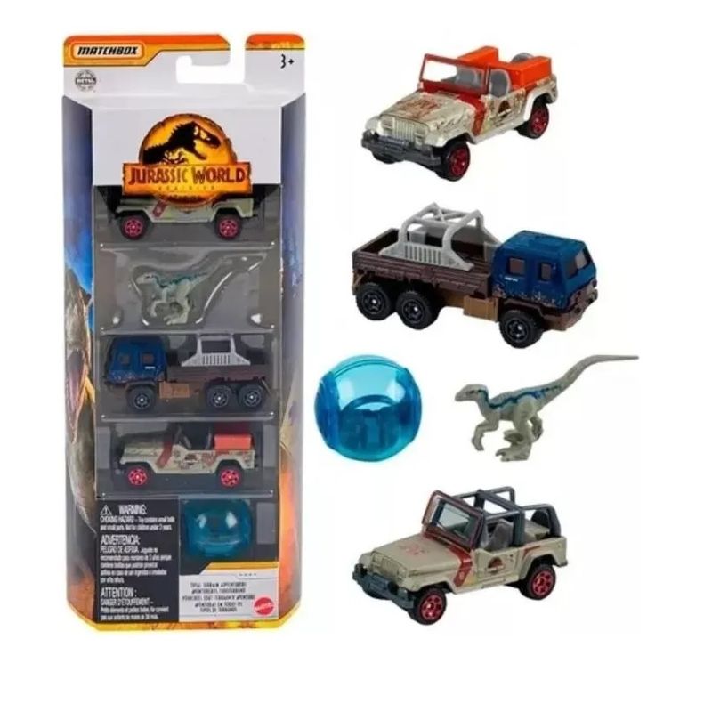 JURASSIC WORLD - Jurassic World Matchbox Pack 5 auto coleccion