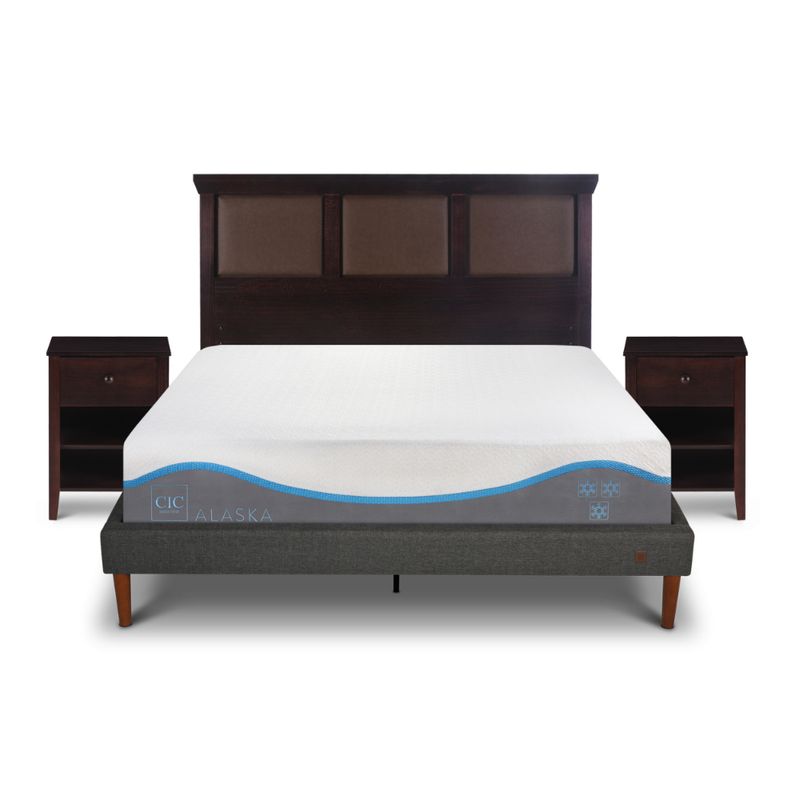 CIC - CAMA EUROPEA CURVE ALASKA 2 PLAZAS + SET TORINO CHOCOLATE