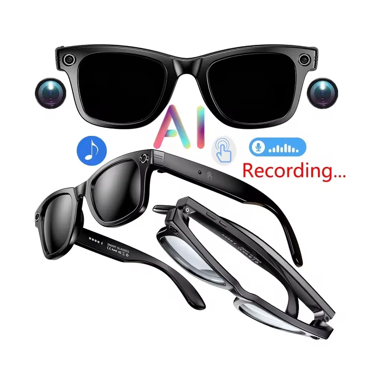 STARTECHOFFICE - Gafas Inteligentes M01 con Cámara HD ChatGPT Traducción y Reducción de Ruido