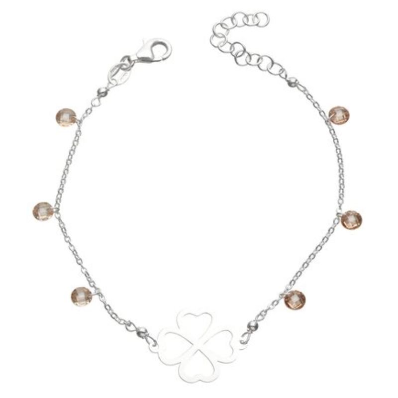 GENERICO - Pulsera en Plata 925 Trébol de la Suerte Con Cristales Ambar