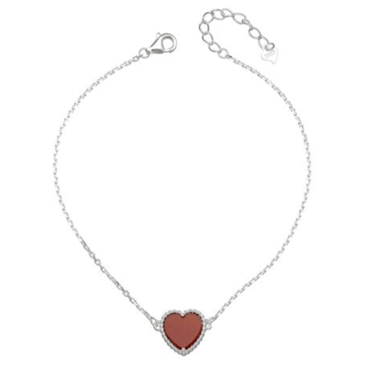 LK LUKSO - Pulsera en Plata 925 con Corazón Burdeo