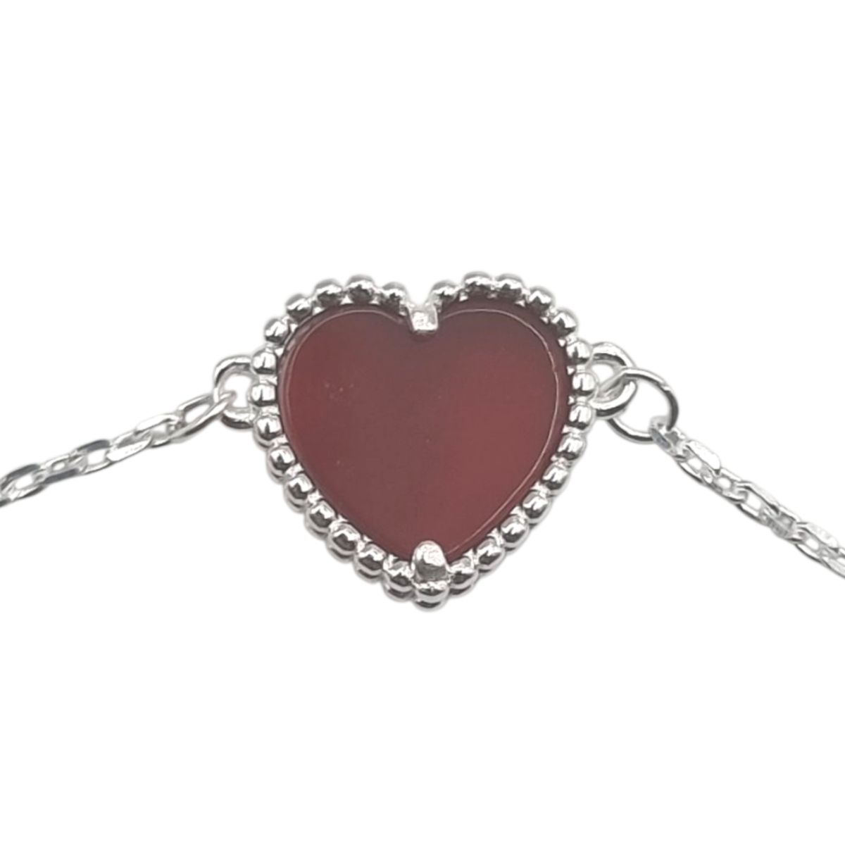 LK LUKSO - Pulsera en Plata 925 con Corazón Burdeo