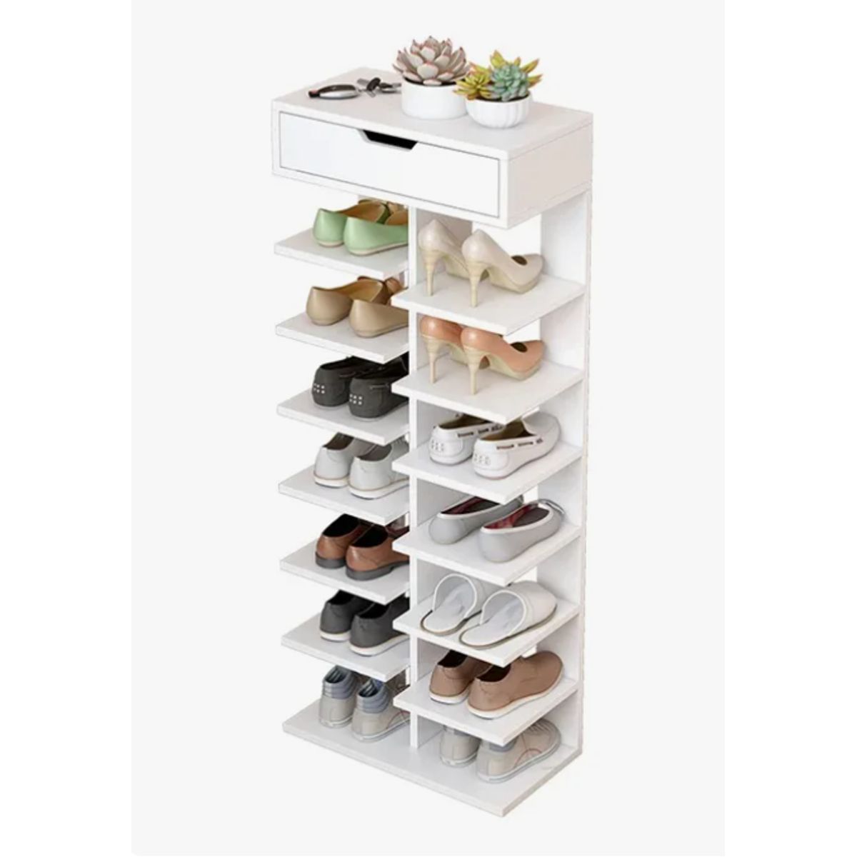 GENERICO - Zapatero Organizador Estante De Zapatos En Madera 14 Piezas Blanco.