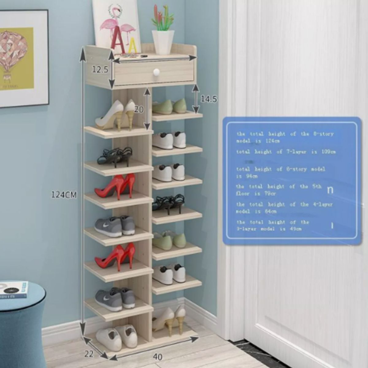 GENERICO - Zapatero Organizador Estante De Zapatos En Madera 14 Piezas Blanco.