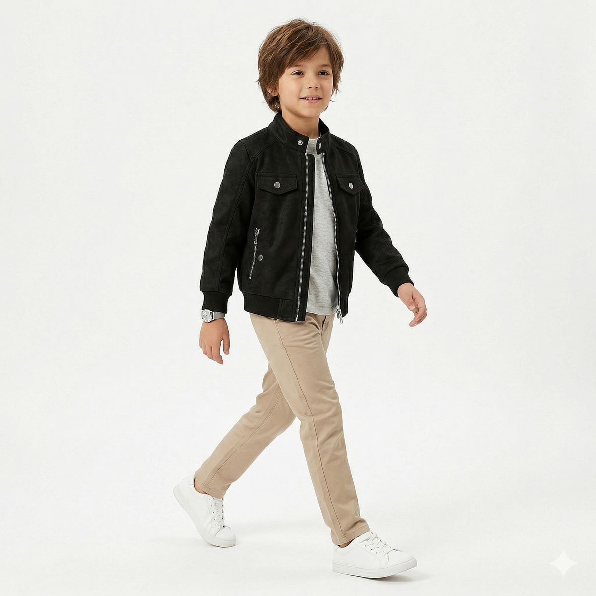 KIBOU - Chaquetas Lisboa Niño Ecocuero Con Cierres Metálicos