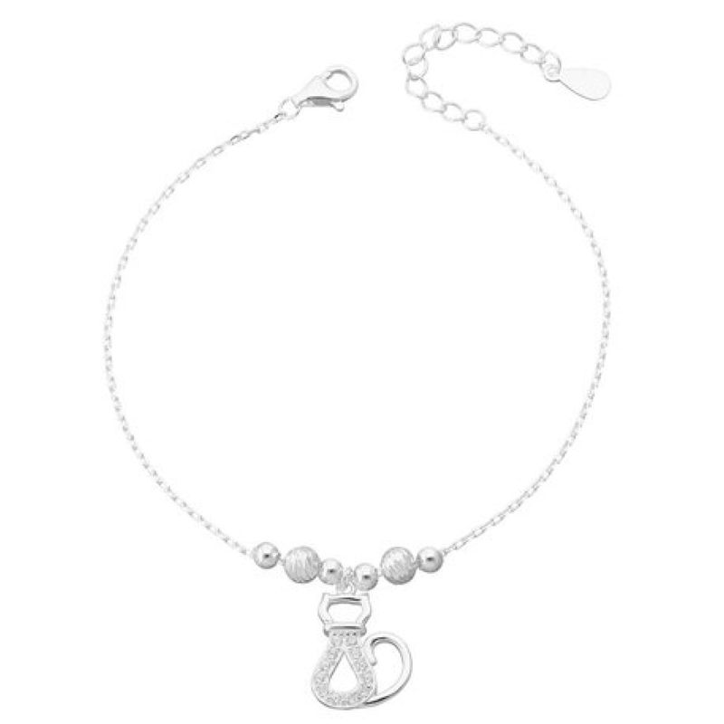 LK LUKSO - Pulsera en Plata 925 Esferas Gatito con Circones
