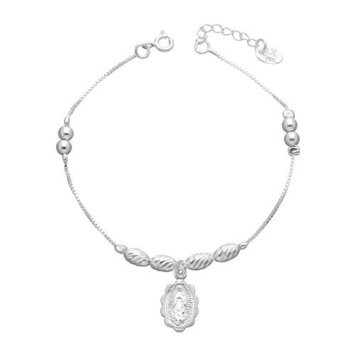 LK LUKSO - Pulsera en Plata 925 con Esferas Óvalos Virgen de Guadalupe