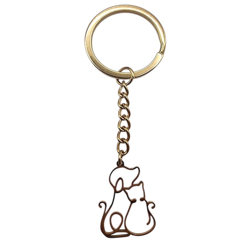 LK LUKSO - Llavero Perrito y Gatito en Acero Inoxidable