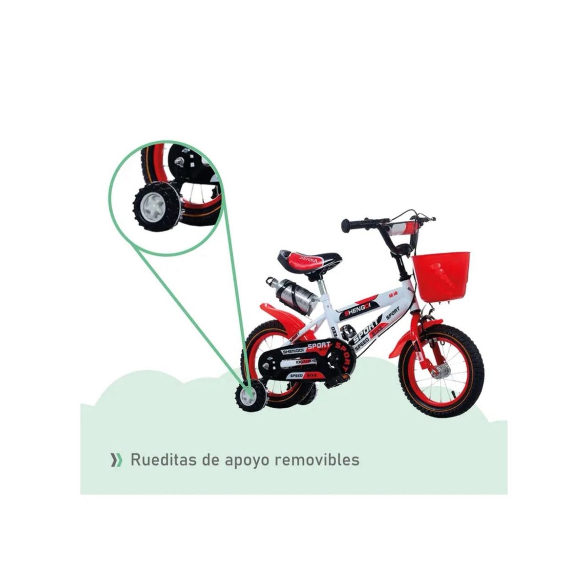 GENERICO - Bicicleta Infantil Aro 12 A Color ROJO