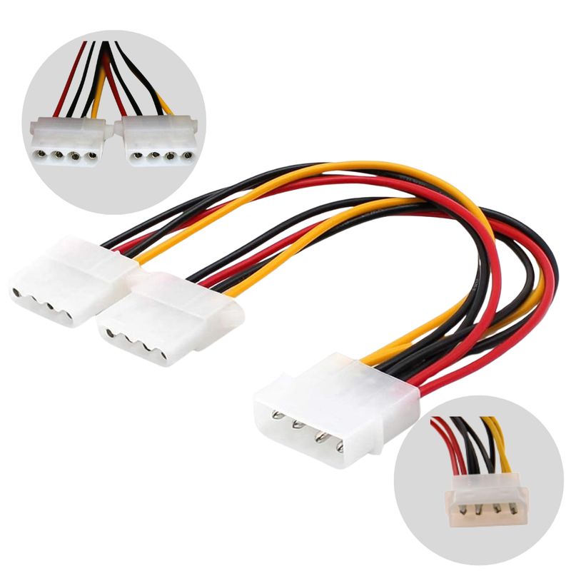 GENERICO - Cable Divisor de Poder Molex 4 Pines 1 Macho a 2 Hembras