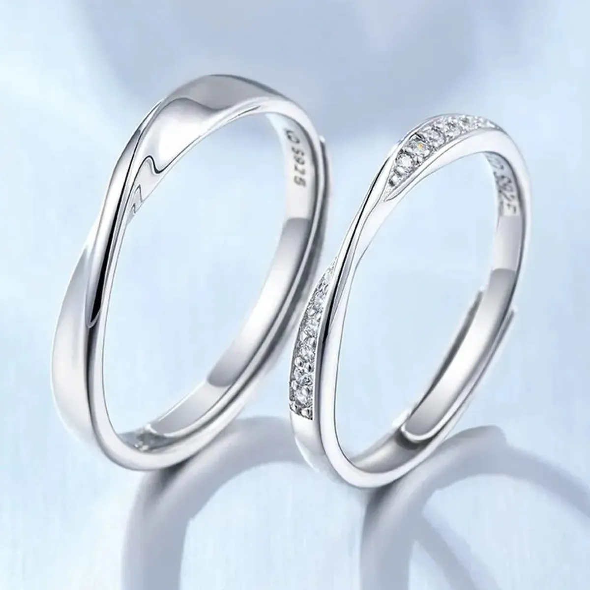 KUANGYE - Anillos Bañado en plata Parejas Compromiso Amor Ilusion Matrimonio
