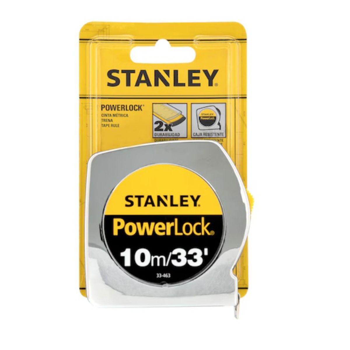 STANLEY - Huincha de Medir Stanley PowerLock 10 m Hoja 25mm - Cinta Métrica Profesional Alta Precisión
