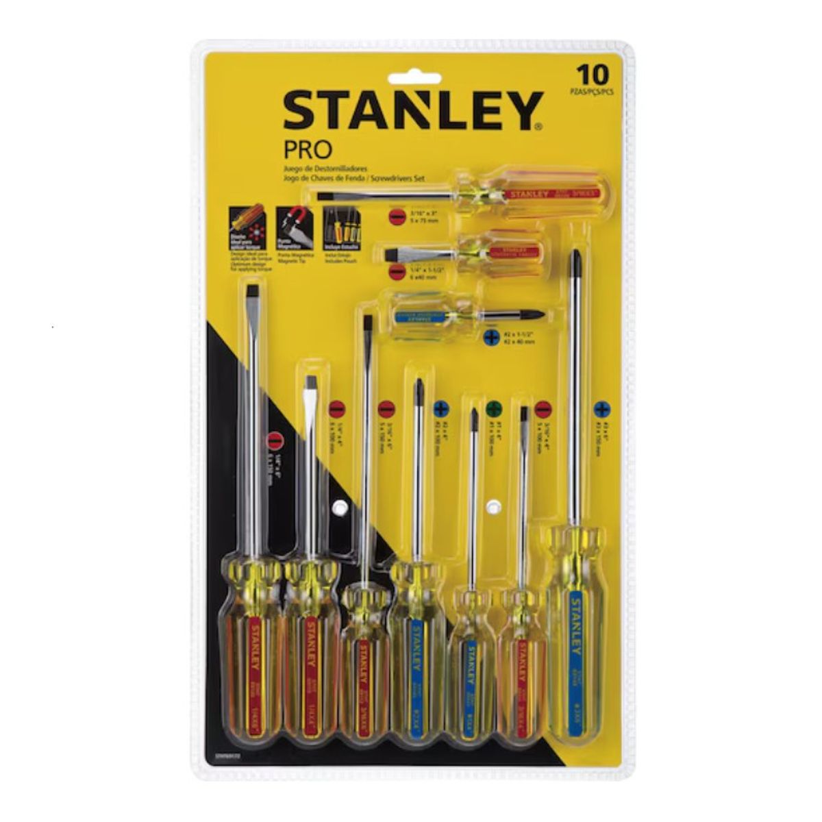 STANLEY - Juego Destornilladores PRO Planos y Phillips 10 Piezas STHT69172 STANLEY