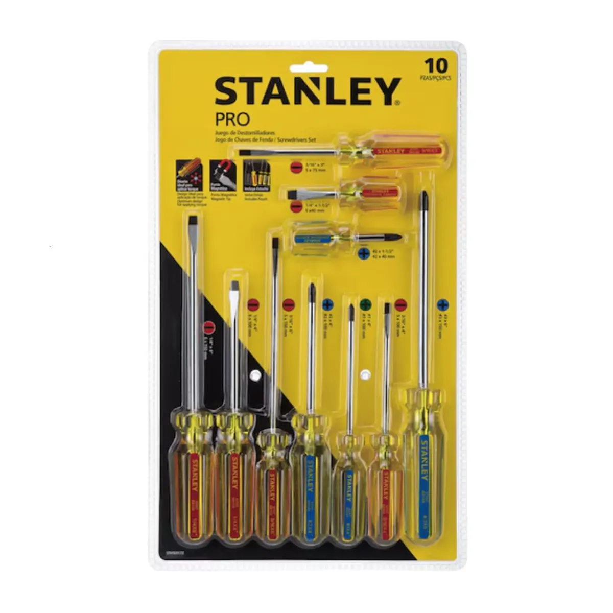 STANLEY - Juego Destornilladores PRO Planos y Phillips 10 Piezas STHT69172 STANLEY