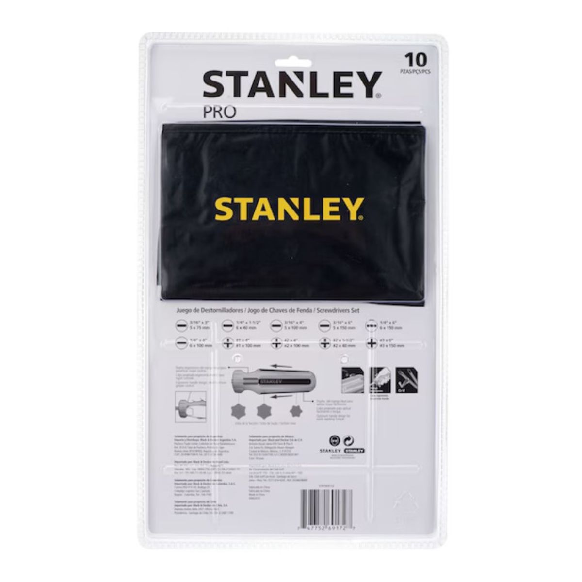 STANLEY - Juego Destornilladores PRO Planos y Phillips 10 Piezas STHT69172 STANLEY
