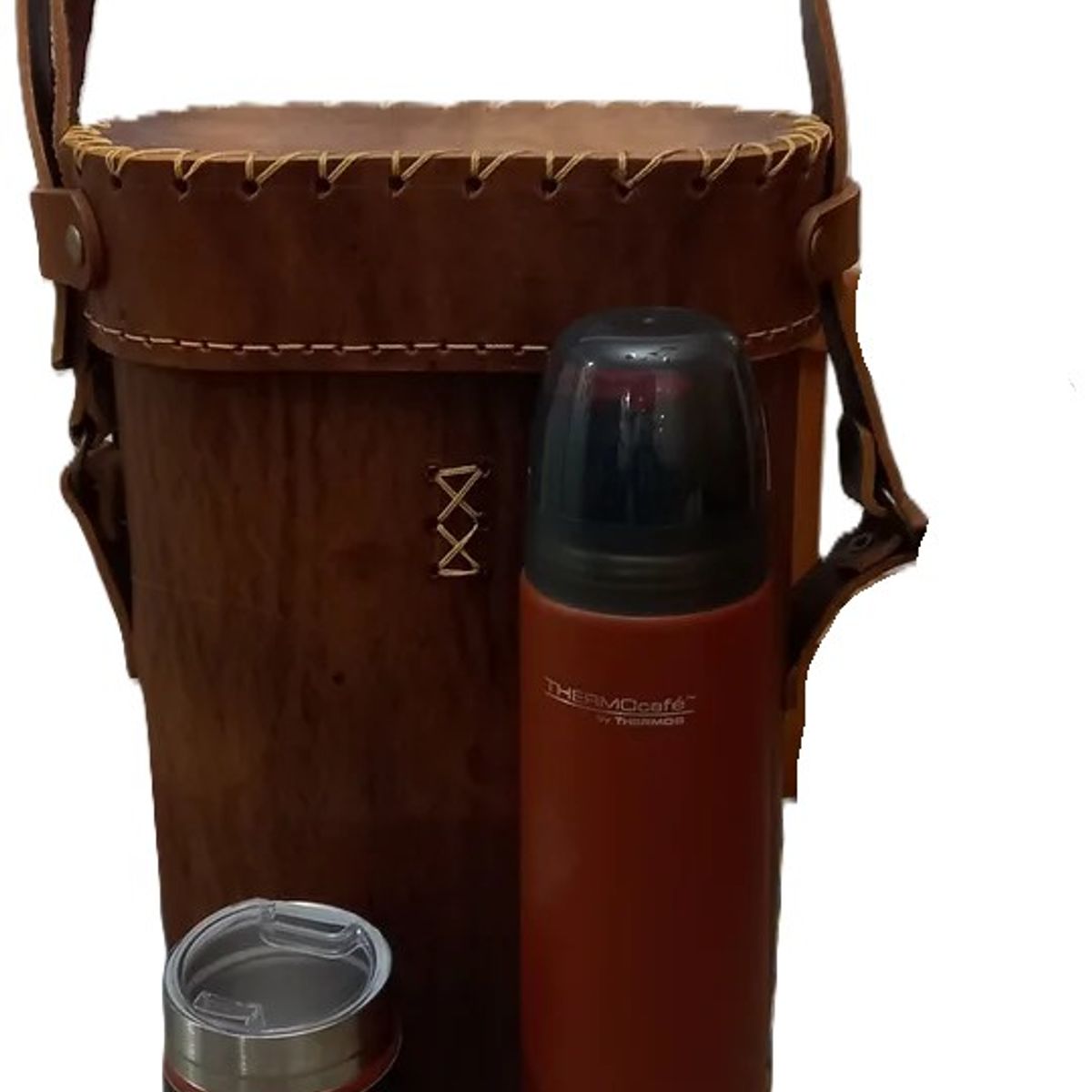 GENERICO - BOLSO MATERO CAFE 100% CUERO