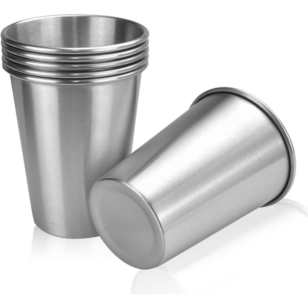 GENERICO - Set 6 Vasos De Acero Inoxidable 400ml Apilable Yreutilizable