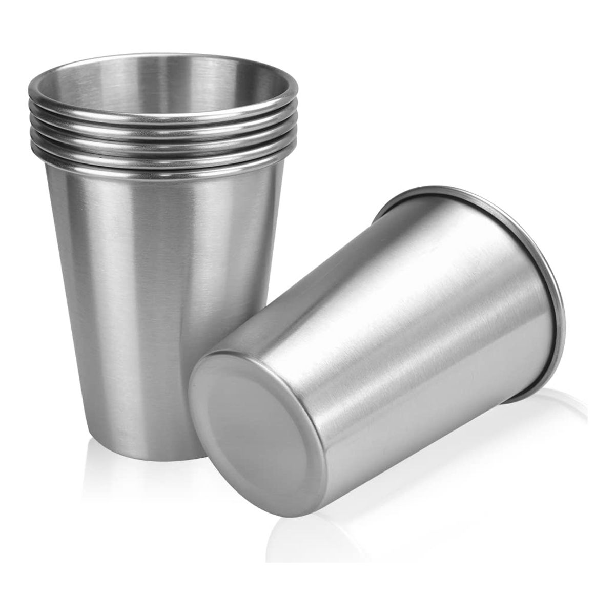 GENERICO - Set 6 Vasos De Acero Inoxidable 400ml Apilable Yreutilizable