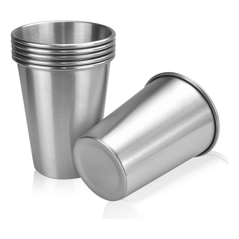 GENERICO - Set 6 Vasos De Acero Inoxidable 400ml Apilable Yreutilizable