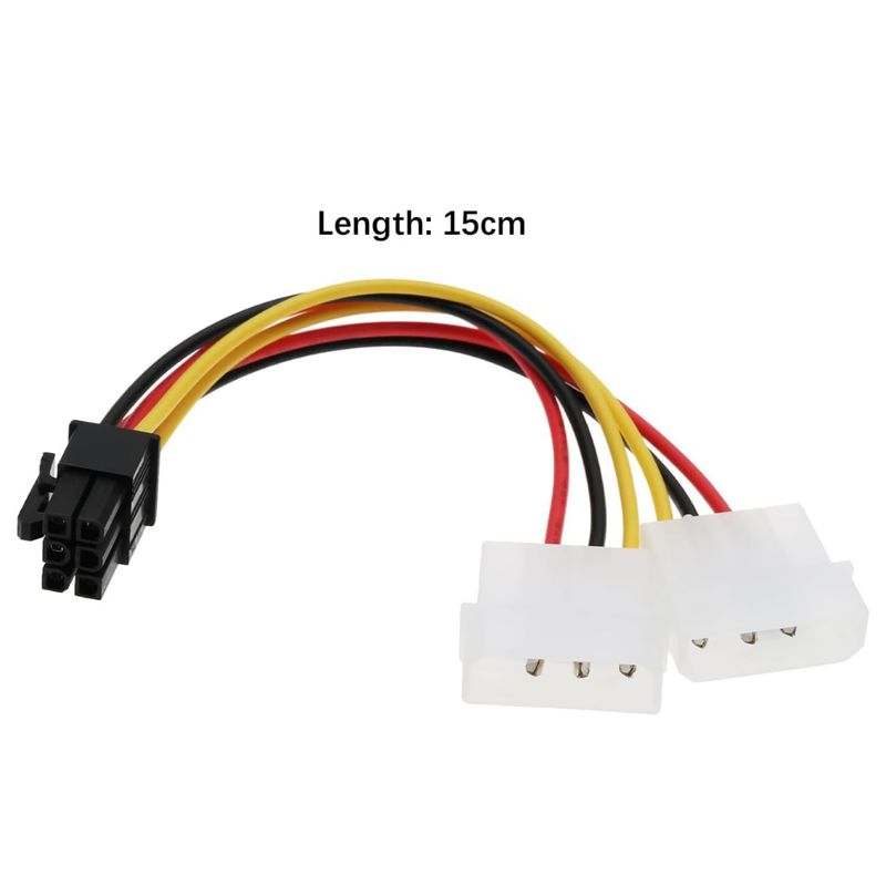 GENERICO - Cable Adaptador PCI-E 6 Pines a Doble Molex 4 Pines  Alimentación Tarjeta Gráfica