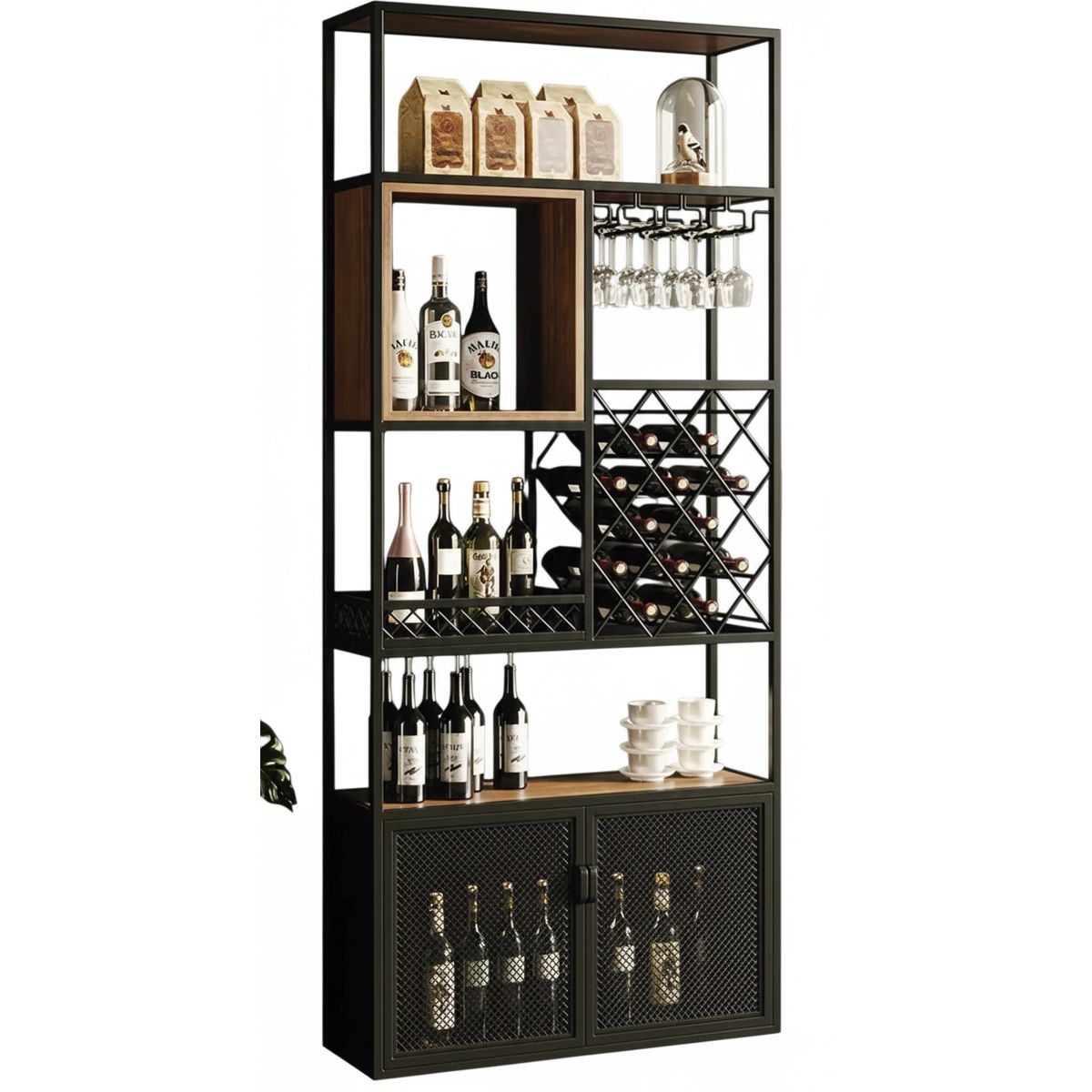 GENERICO - Vitrina o Bar Industrial Hamburgo 180x35 cm Fierro y Madera  Fabricación Nacional