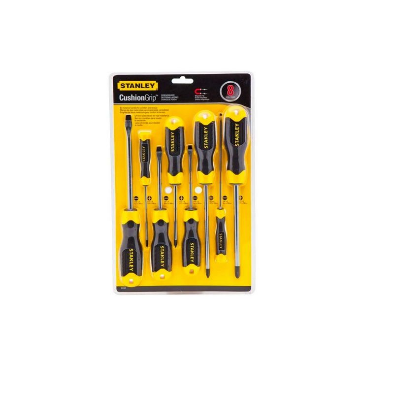 STANLEY - Kit de 10 Destornilladores Stanley CushionGrip STMT66676-840 – Máxima Precisión y Ergonomía Profesional