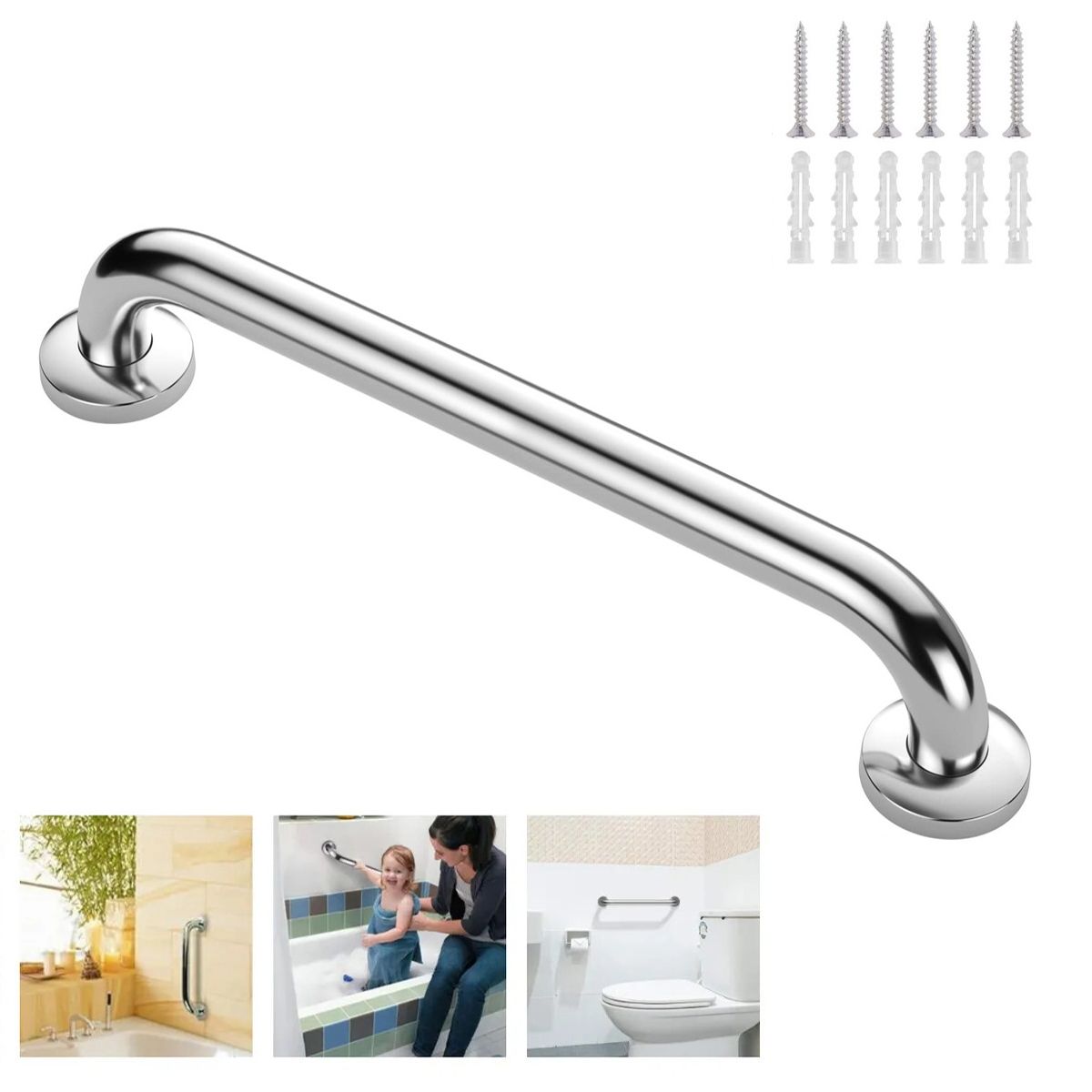 GENERICO - 1 Barras De Seguridad Apoyo 40 Cm Pasamanos Acero Inoxidable