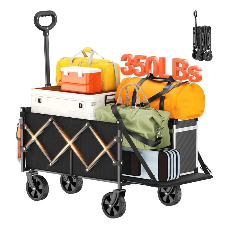 EVERSO - Carrito Compras Plegable Carro De Camping Con Portón Trasero