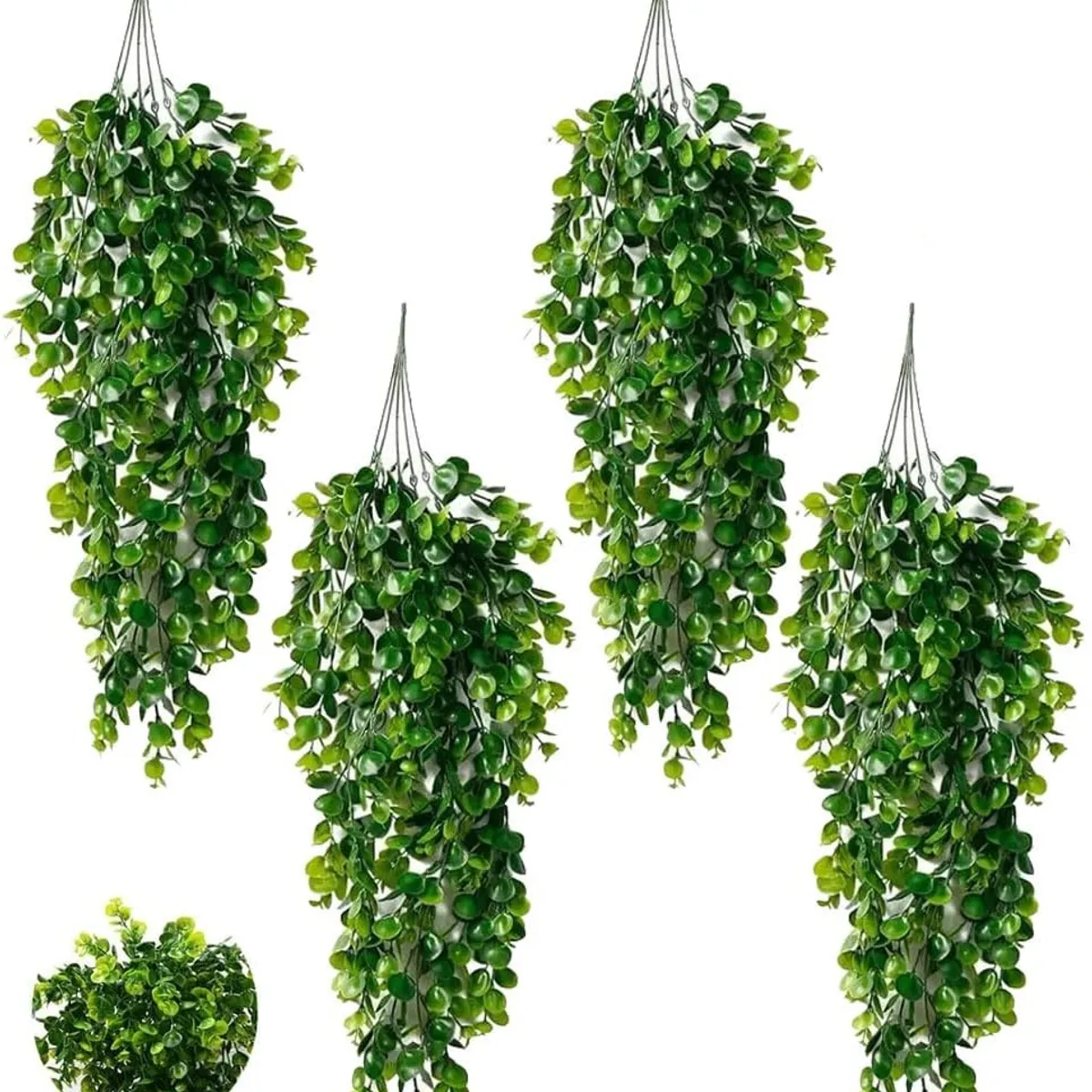 KUANGYE - 4pcs Plantas Colgante Artificiales Hojas Redonda De Eucalipto