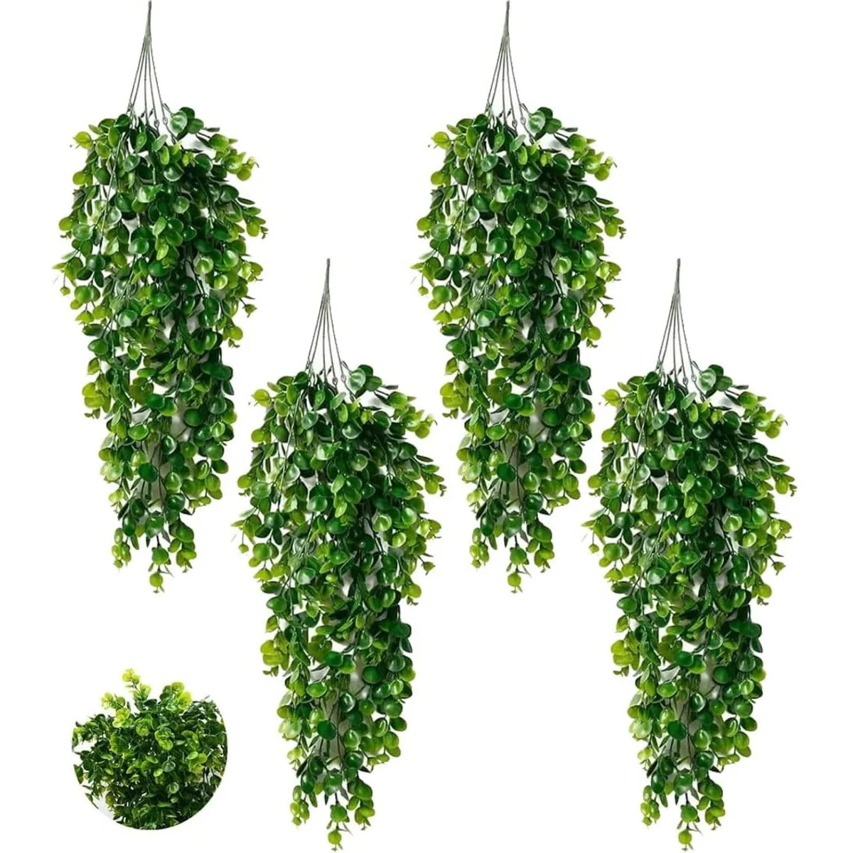 KUANGYE - 4pcs Plantas Colgante Artificiales Hojas Redonda De Eucalipto