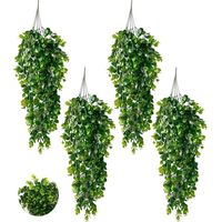 4pcs Plantas Colgante Artificiales Hojas Redonda De Eucalipto