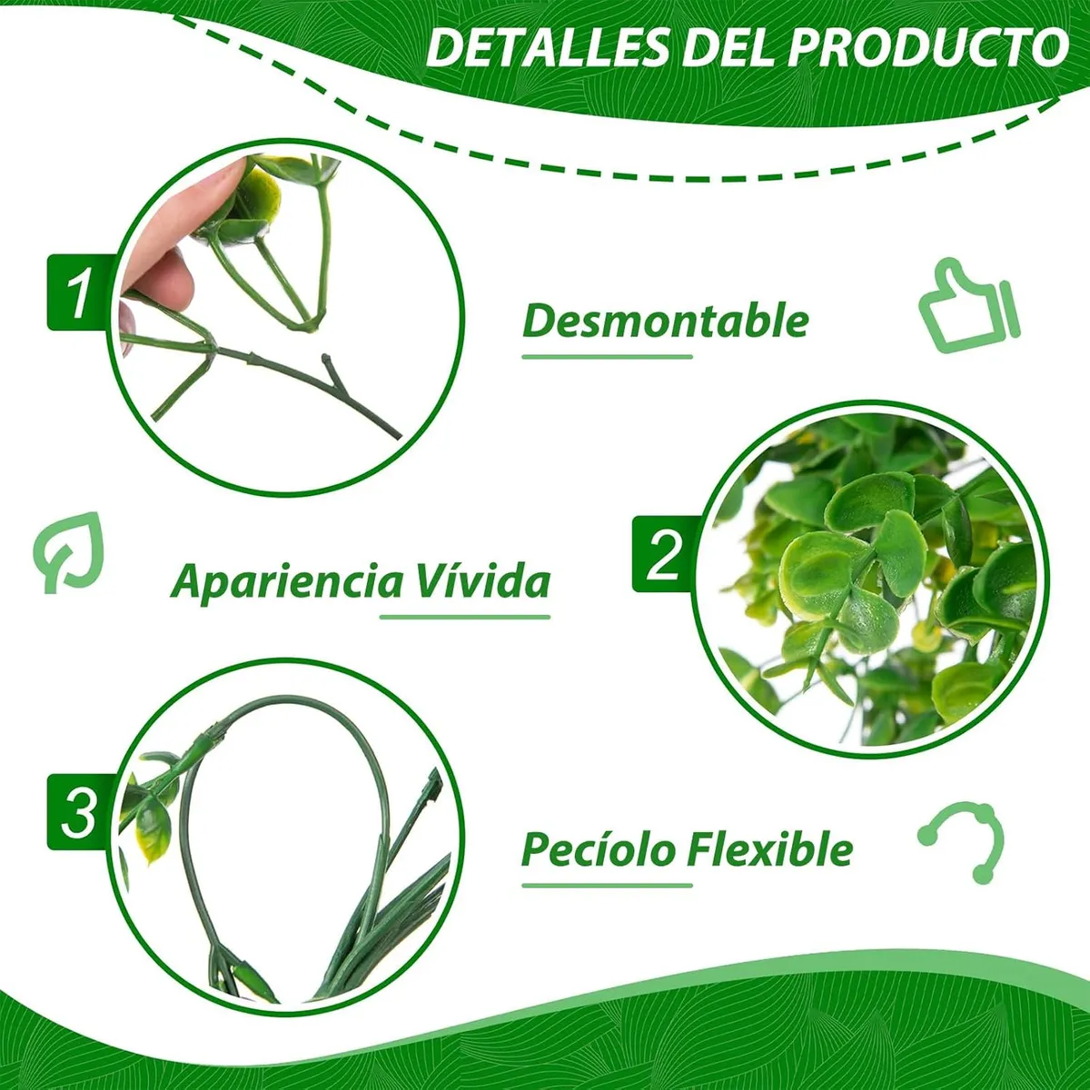 KUANGYE - 4pcs Plantas Colgante Artificiales Hojas Redonda De Eucalipto