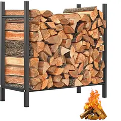 KUANGYE - Leñero Estante Para Madera Interiores Y exteriores Acero Negro