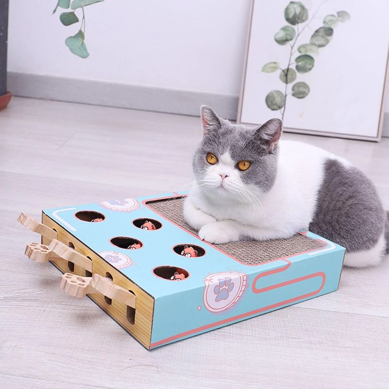 TATEE - Juguetes para gatos golpea al topo con rascador para gatos