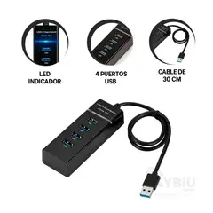 MALIK - Hub USB 3.0 de 4 Puertos: Velocidad y Conectividad Total
