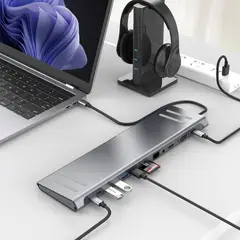 MALIK - Docking Station USB-C para 2 Monitores - 14 en 1