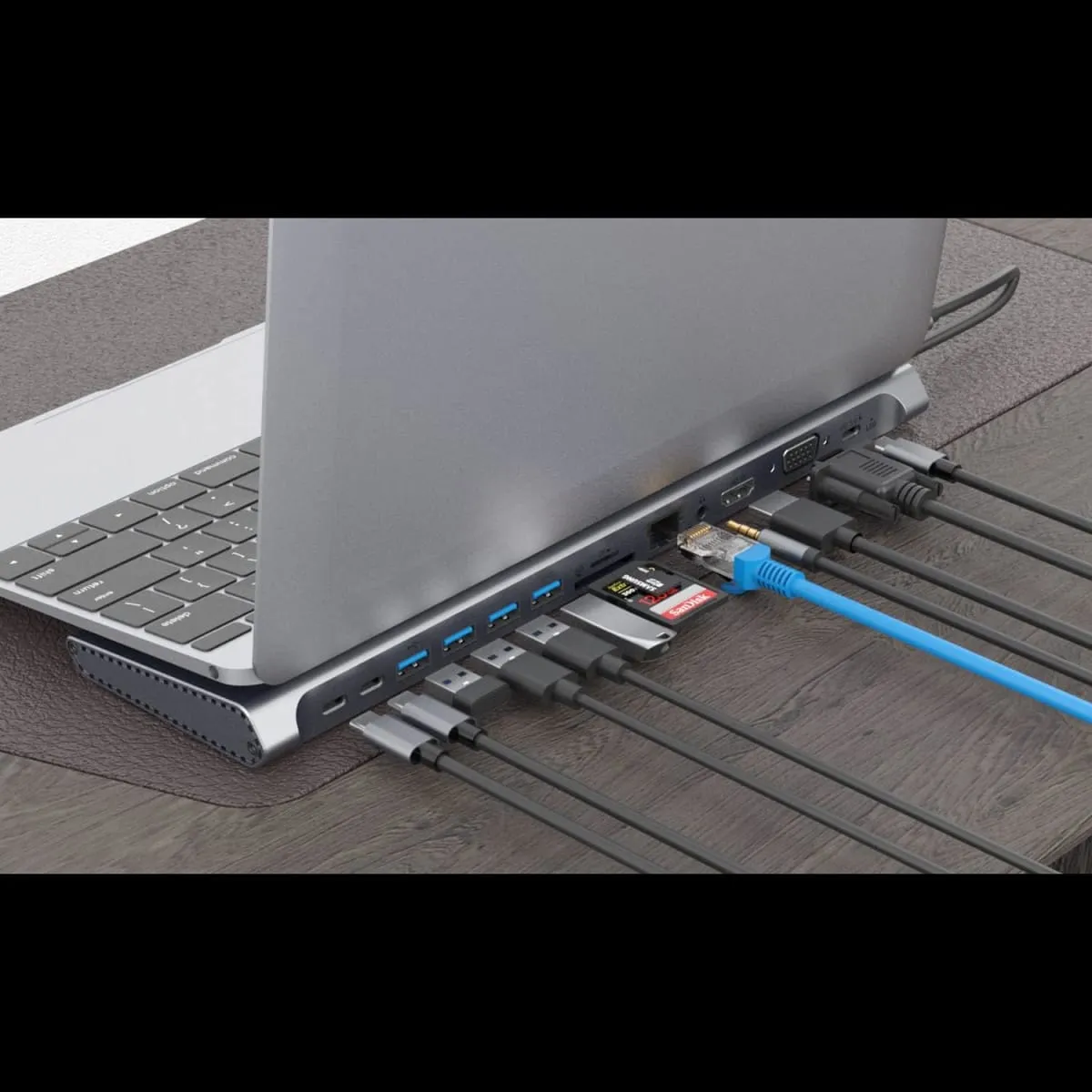 MALIK - Estación USB-C 14 en 1 - Soporte 4K Dual Monitor