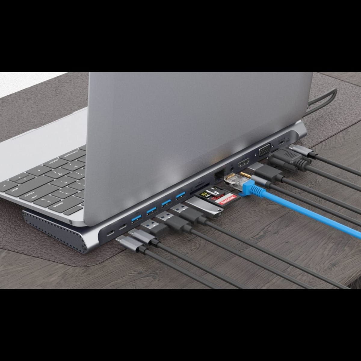 MALIK - Estación USB-C 14 en 1 con Carga y Transferencia Rápida