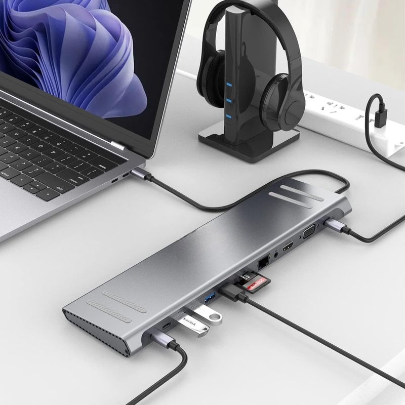 MALIK - Docking Station USB-C 14 en 1 con Gigabit Ethernet