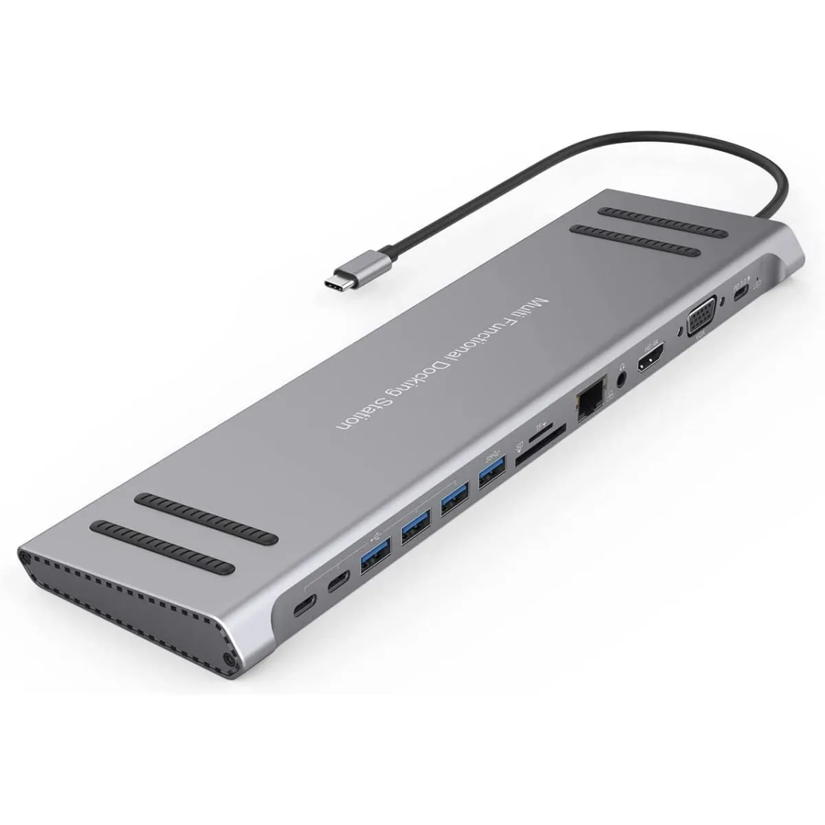 MALIK - Hub USB-C 14 en 1 con Soporte para 2 Monitores 4K