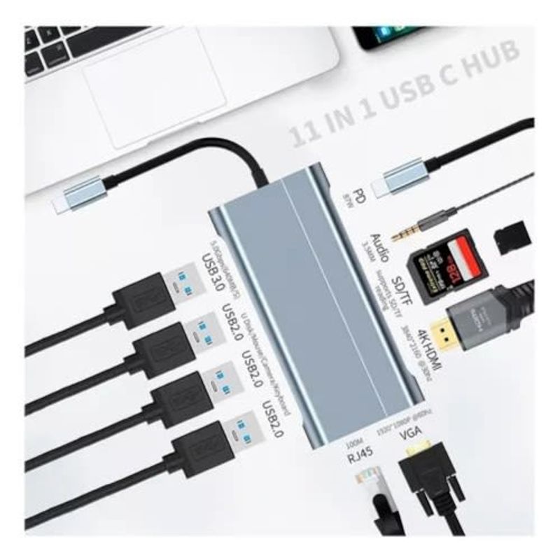 MALIK - Estación USB-C 11 en 1 para Portátiles