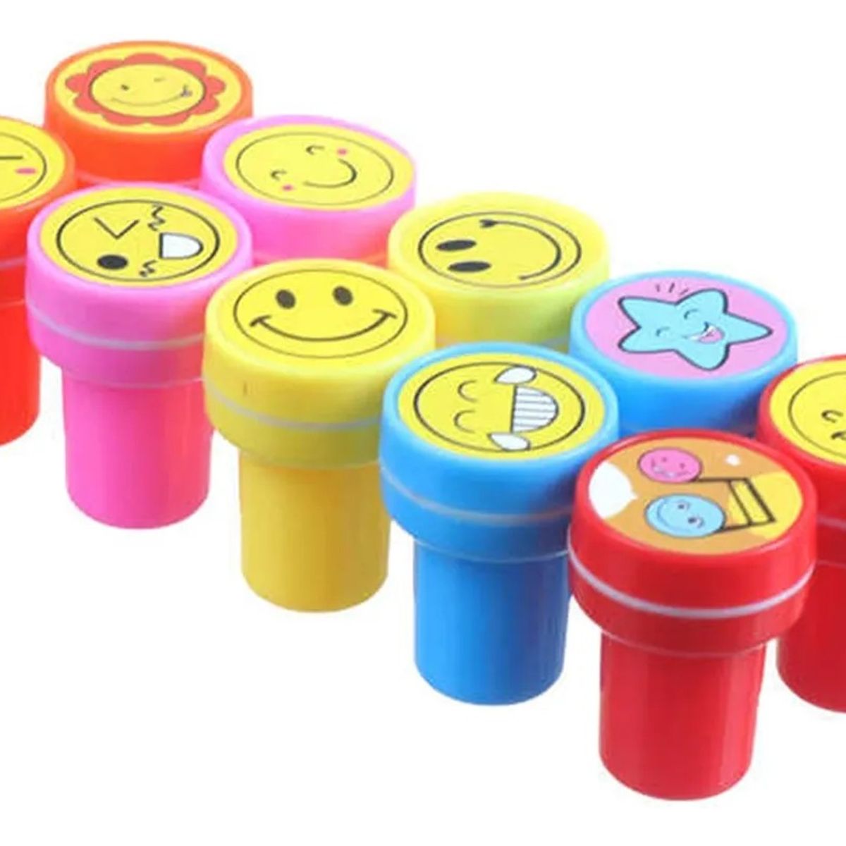GENERICO - Set 10 Timbres Sellos Infantiles Caritas Motivacion Sonrisas