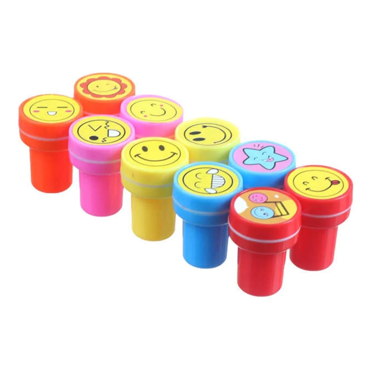 GENERICO - Set 10 Timbres Sellos Infantiles Caritas Motivacion Sonrisas