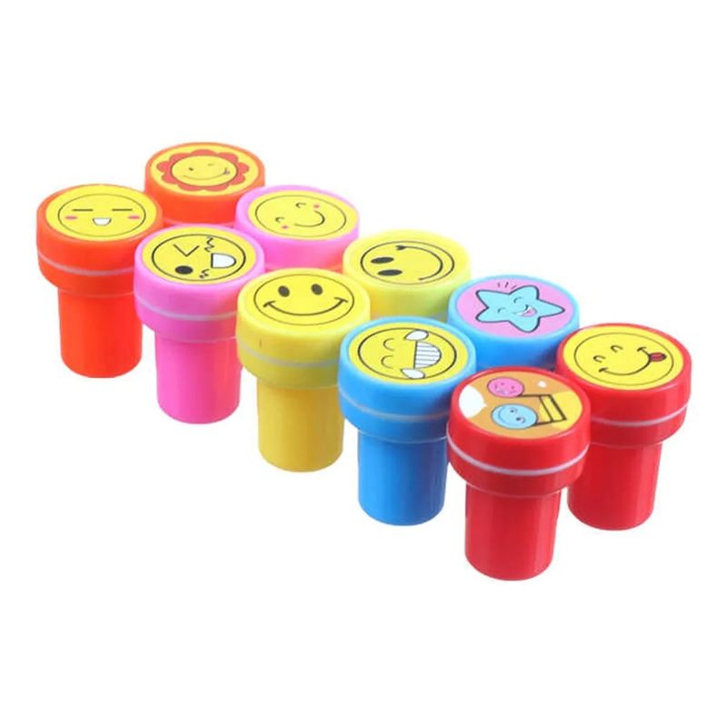 GENERICO - Set 10 Timbres Sellos Infantiles Caritas Motivacion Sonrisas