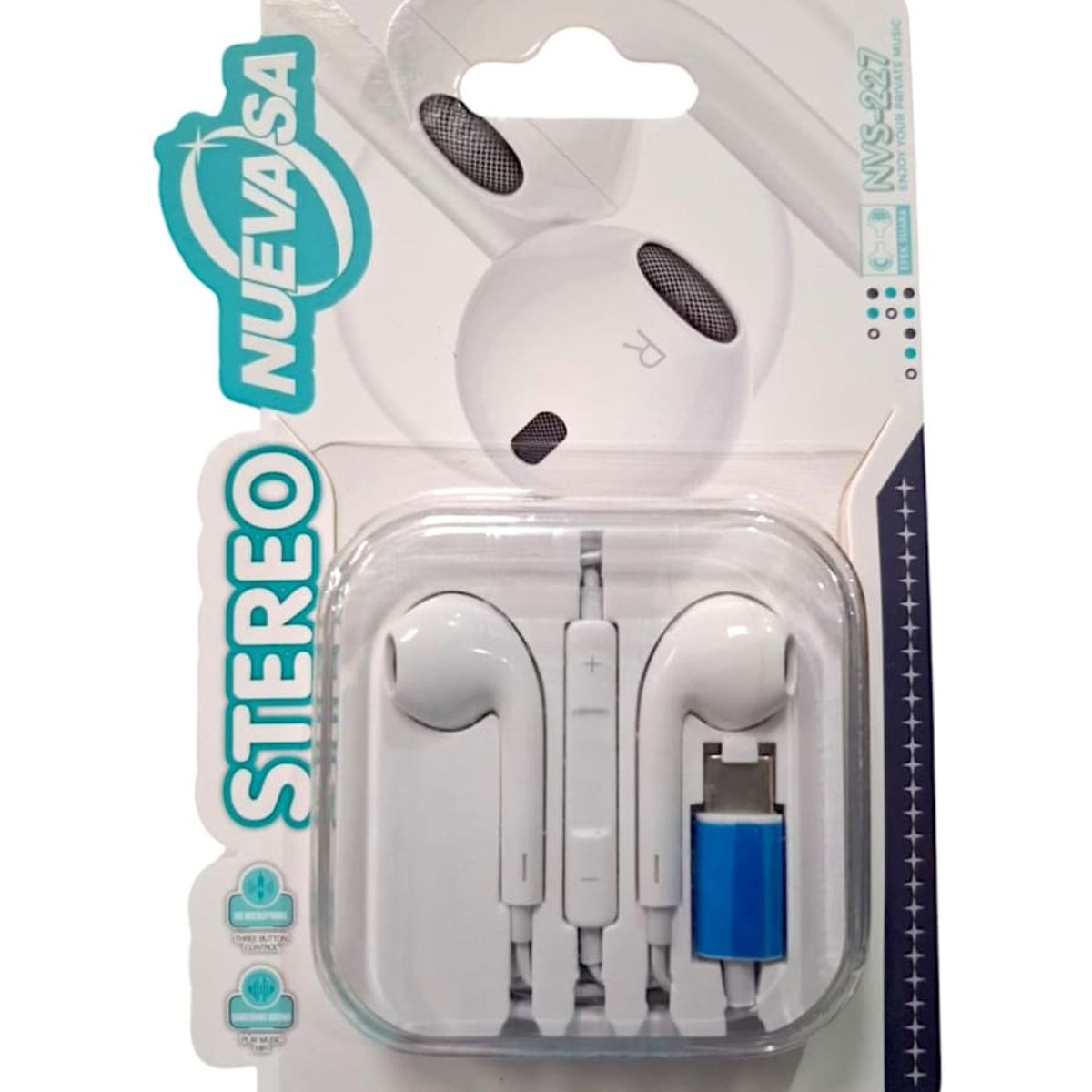MALIK - Auriculares USB-C Estéreo - 120 cm - Blanco Elegante