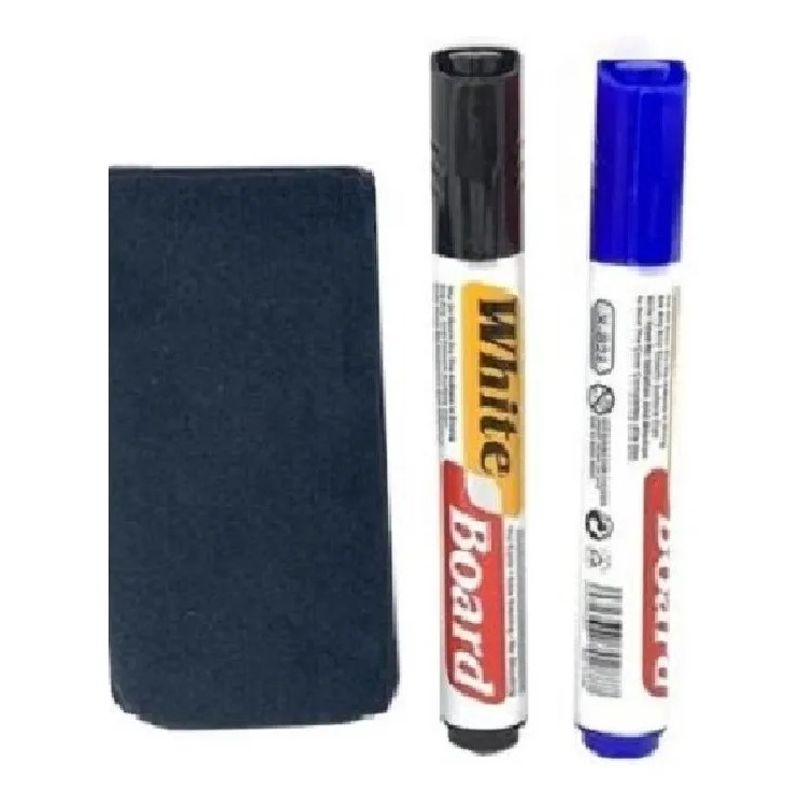 GENERICO - Set 2 Plumones Marcadores + Borrador Para Pizarra Acrílica